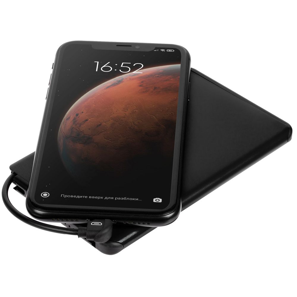 Металлический аккумулятор Double Reel 5000 мАч, черный / Миниатюра WWW (1000)