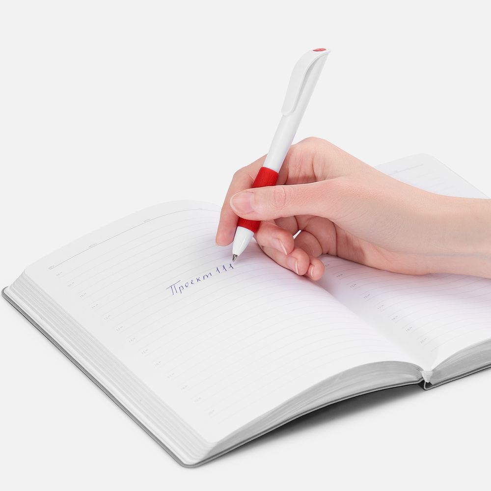 Ручка шариковая Grip, белая с красным / Миниатюра WWW (1000)