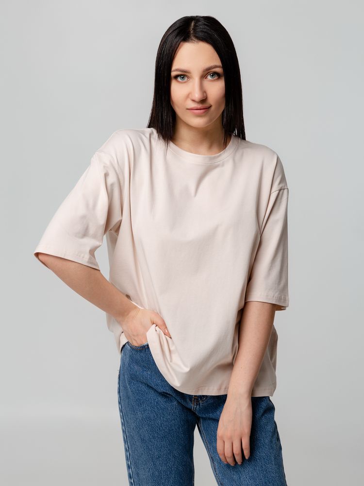 Футболка унисекс оверсайз Street Vibes, бежевая / Миниатюра WWW (1000)