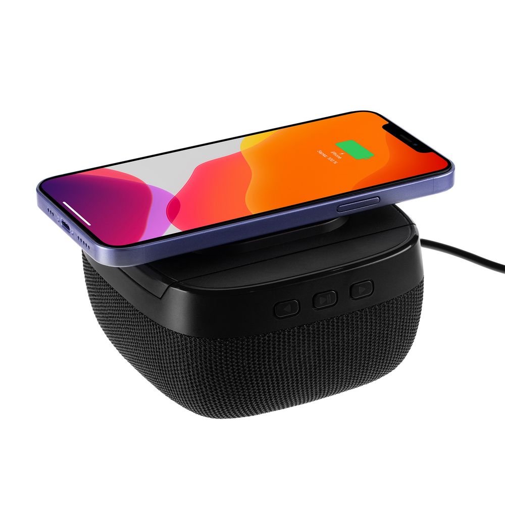 Колонка c беспроводной зарядкой Esca, черная / Миниатюра WWW (1000)