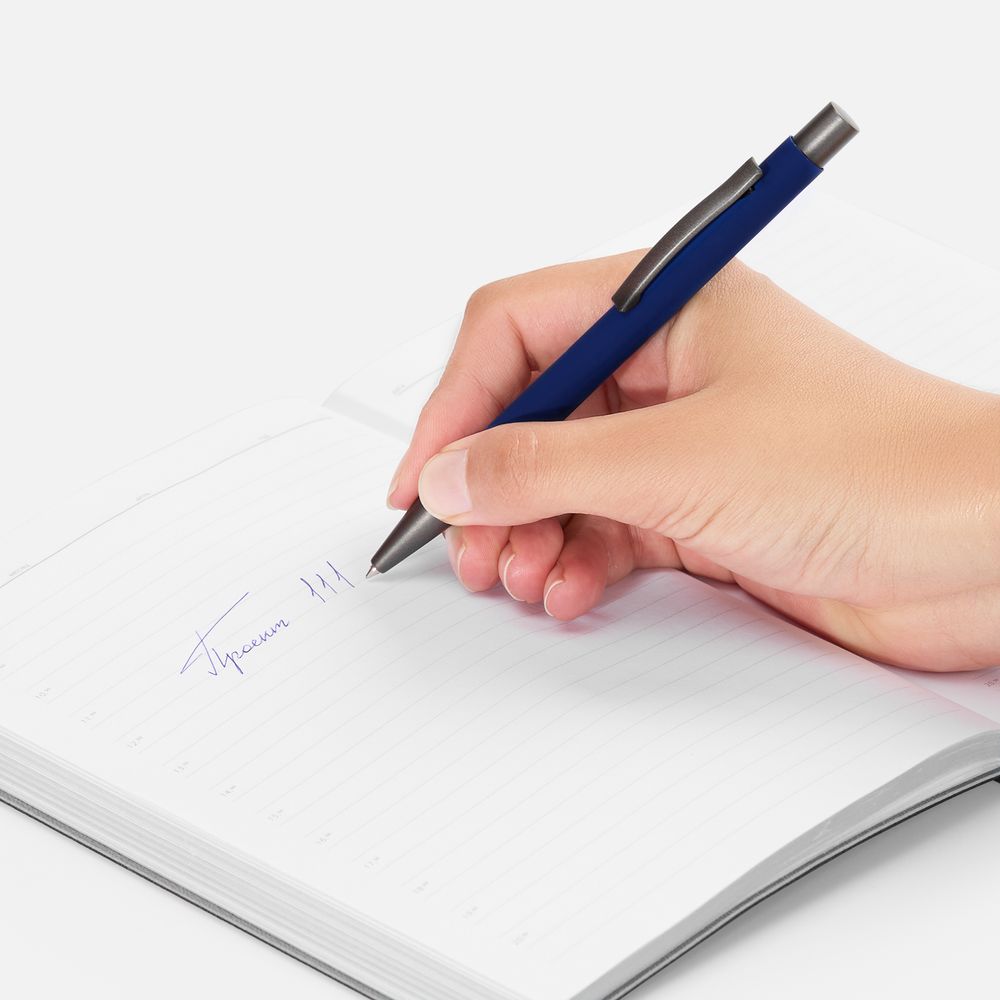 Ручка шариковая Atento Soft Touch, темно-синяя / Миниатюра WWW (1000)