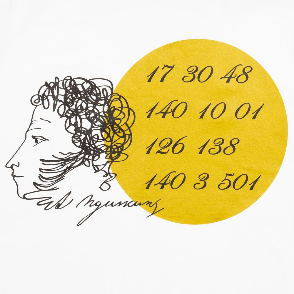 Футболка «Цифровые стихи. Пушкин», белая / Миниатюра WWW (1000)