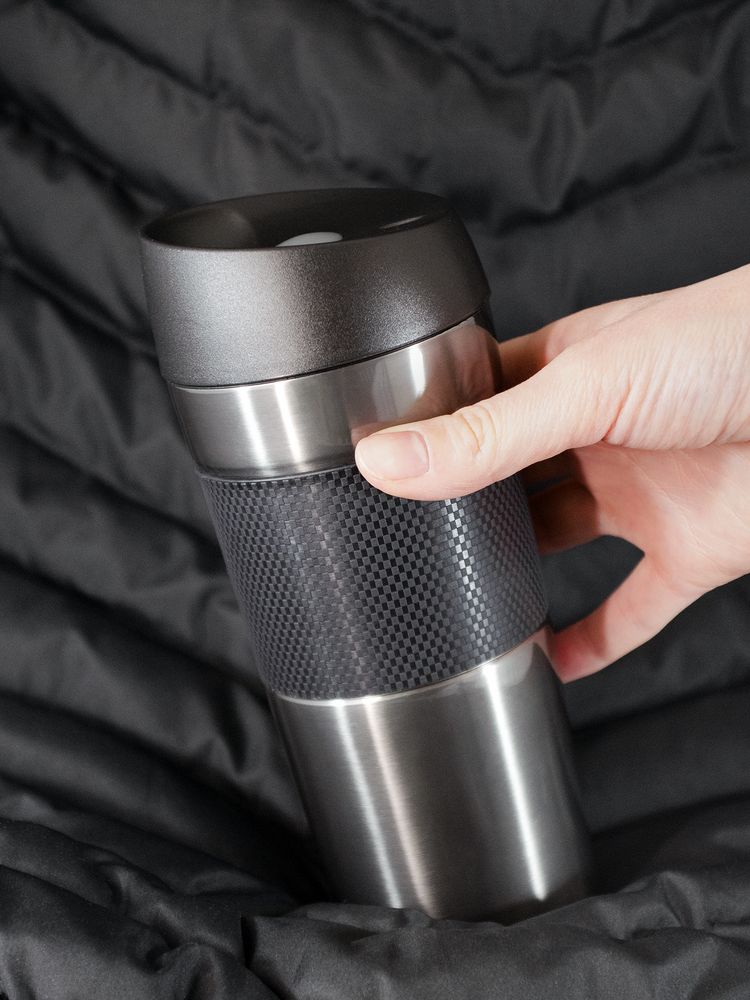 Термостакан Solingen Grip, серо-стальной / Миниатюра WWW (1000)