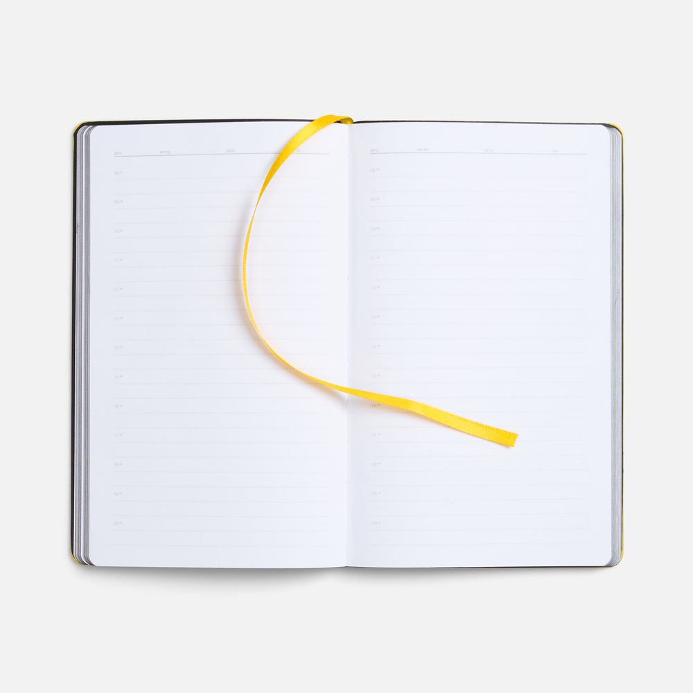 Ежедневник Trait, недатированный, черный с желтым / Миниатюра WWW (1000)