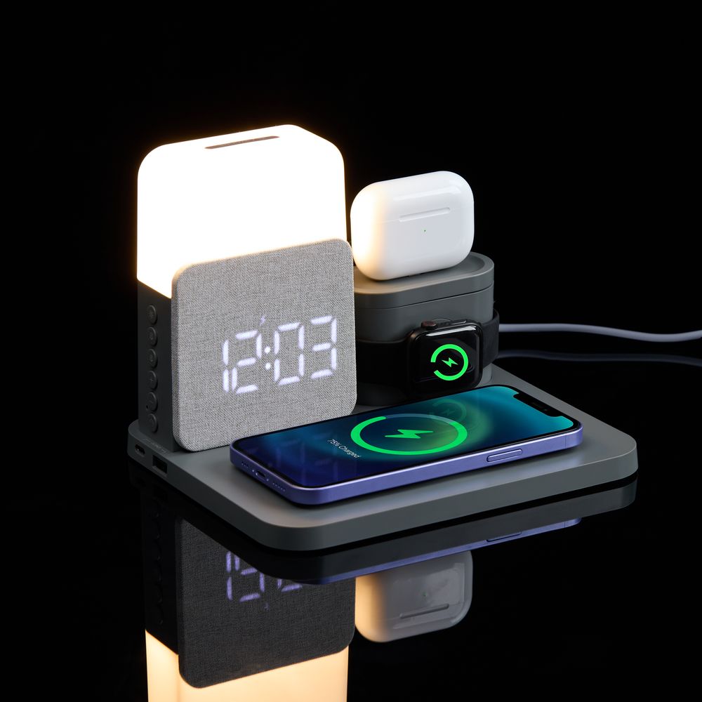 Зарядная станция с часами и подсветкой Large Charge ver.2, серая / Миниатюра WWW (1000)