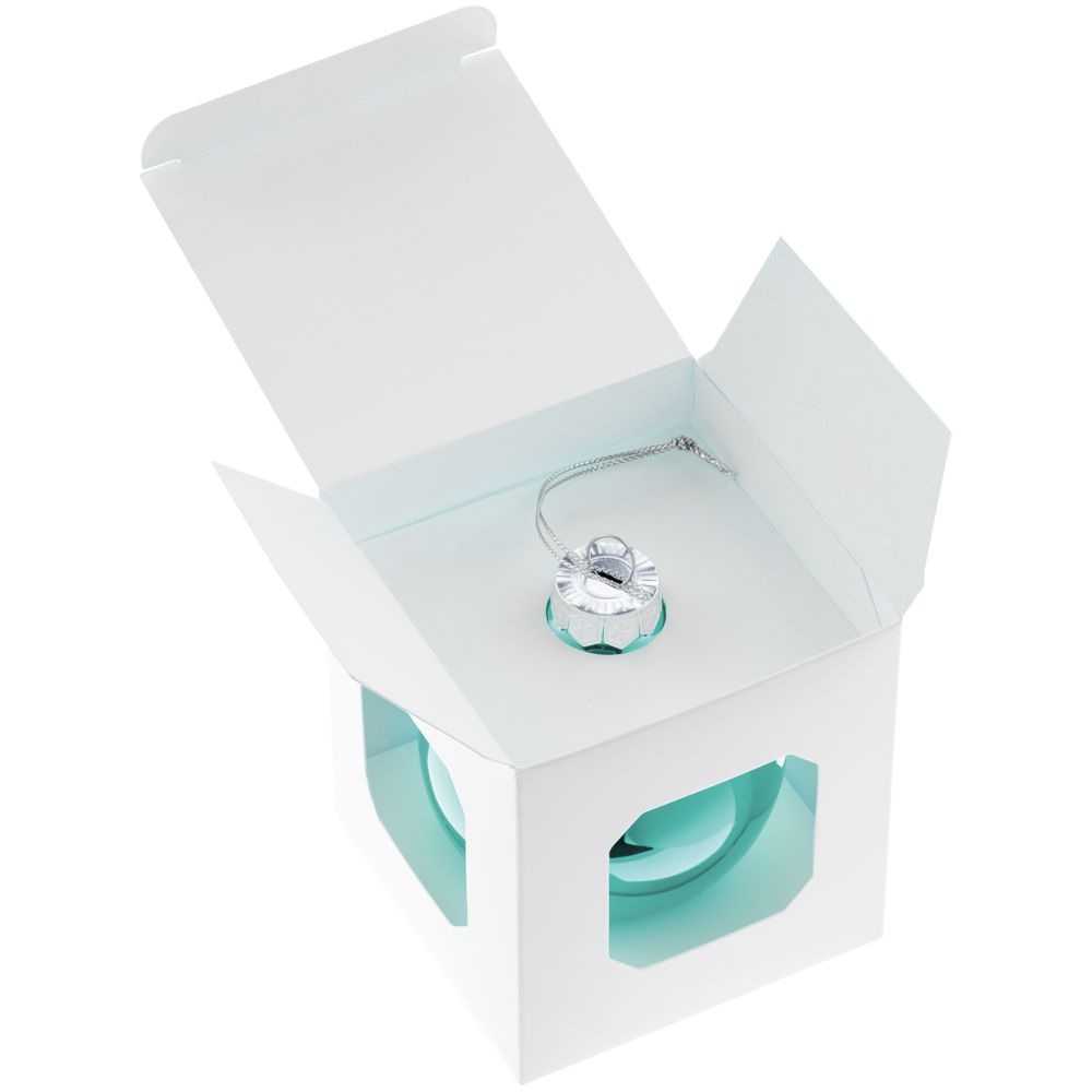 Елочный шар Finery Gloss, 8 см, глянцевый бирюзовый / Миниатюра WWW (1000)