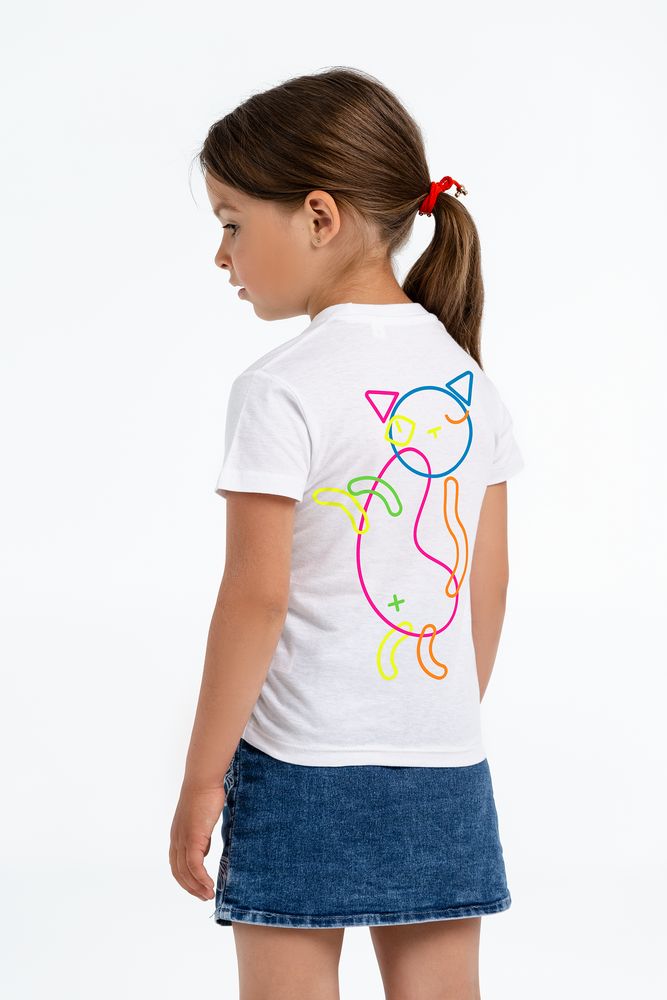 Футболка детская с термонаклейками «Собери кота», белая / Миниатюра WWW (1000)