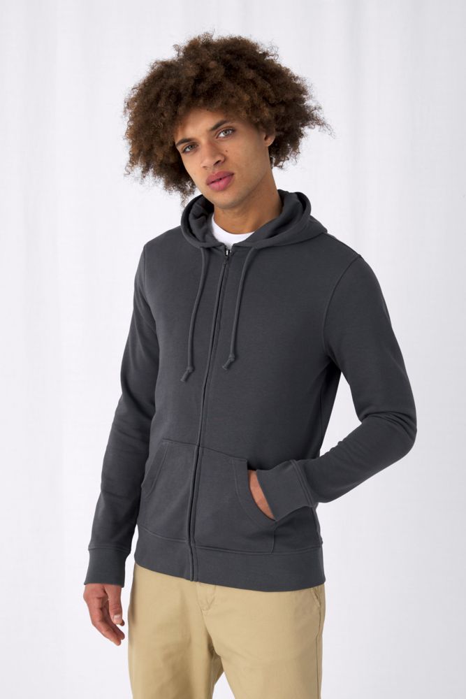 Толстовка на молнии с капюшоном унисекс BNC Organic, серо-зеленая / Миниатюра WWW (1000)