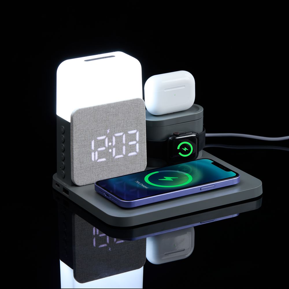 Зарядная станция с часами и подсветкой Large Charge ver.2, серая / Миниатюра WWW (1000)