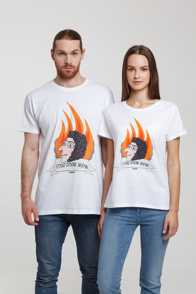 Футболка женская «Глаголом жечь», белая / Миниатюра WWW (1000)