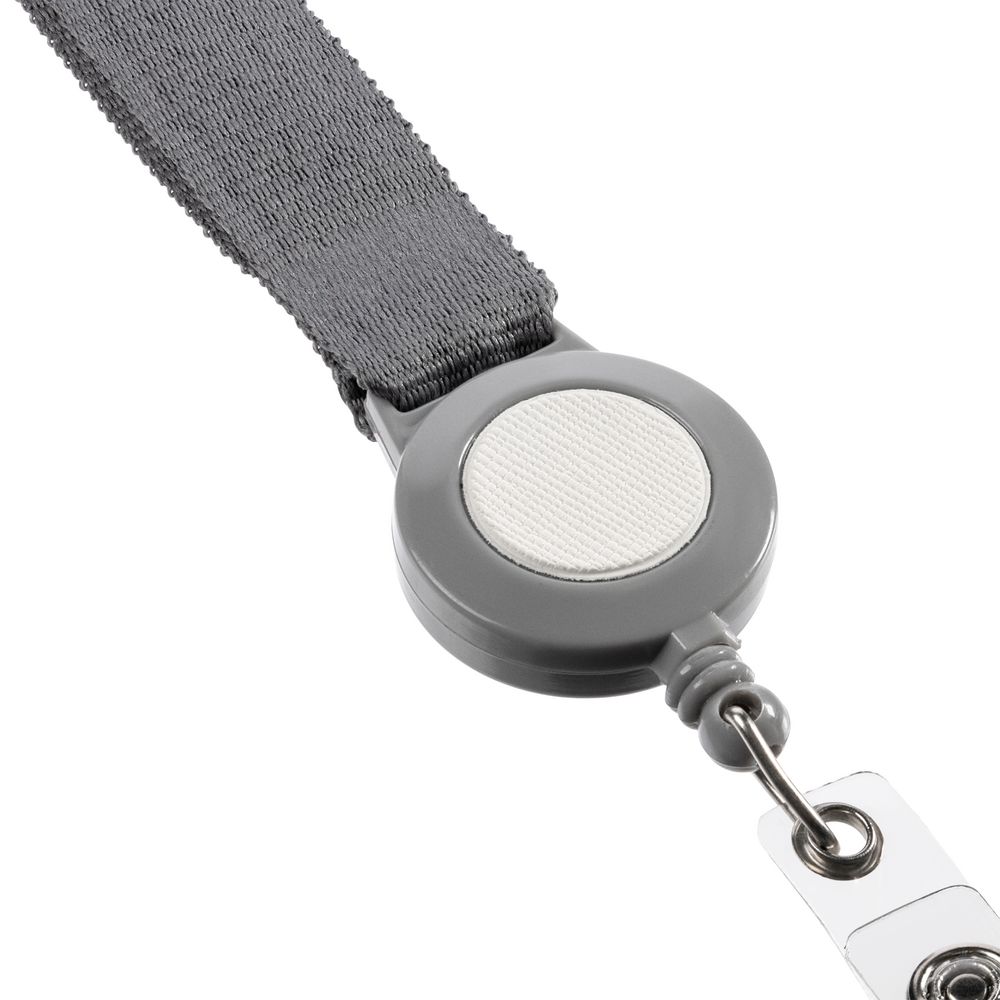 Чехол для карточки с лентой и ретрактором Devon, серый с белым / Миниатюра WWW (1000)