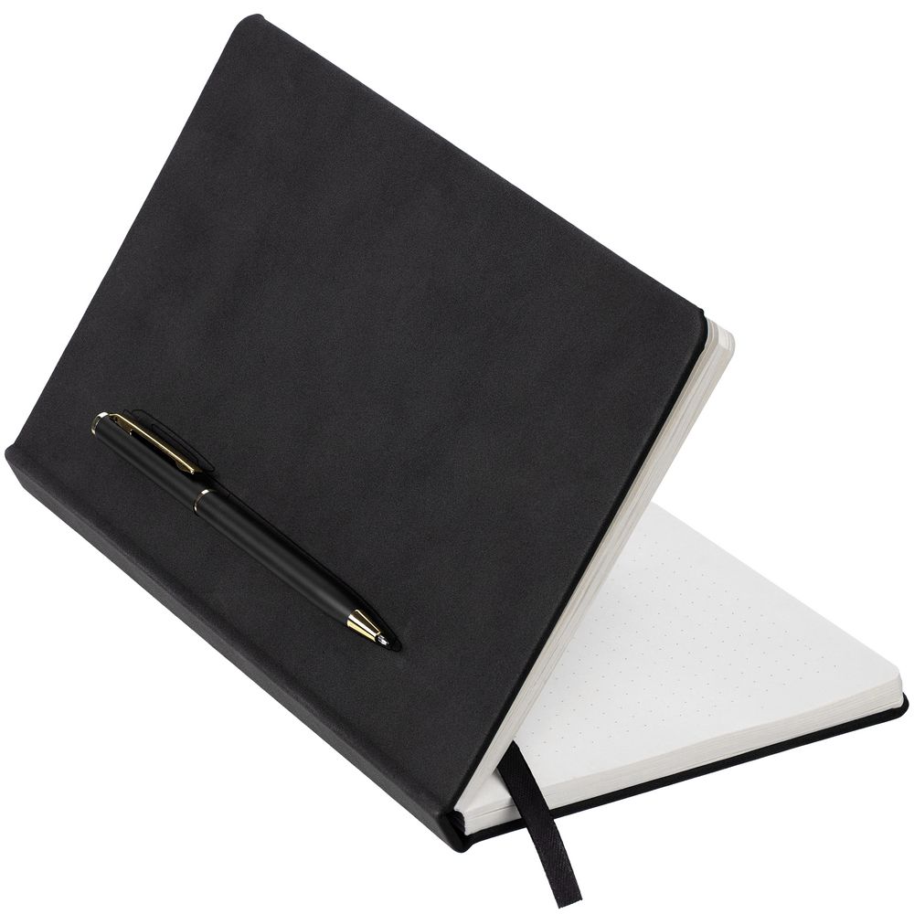 Блокнот Magnet Gold с ручкой, черный / Миниатюра WWW (1000)