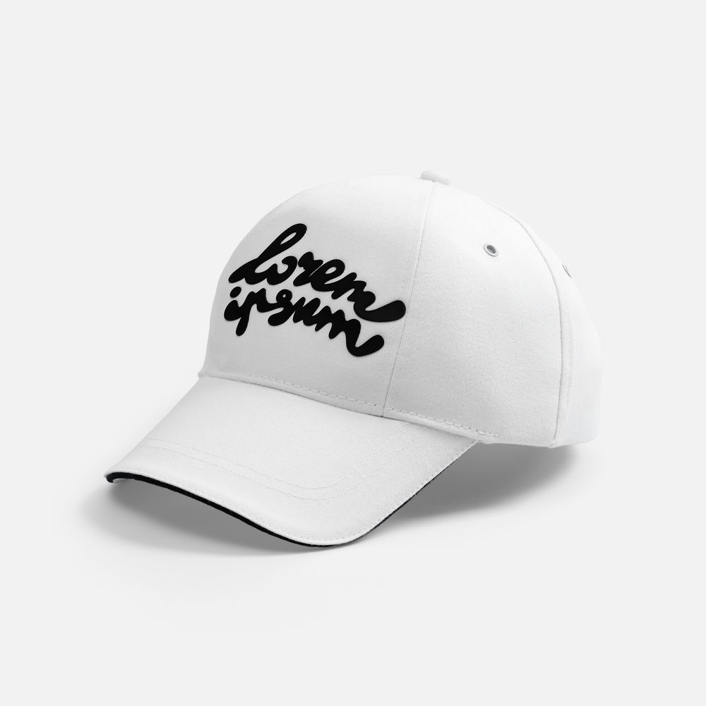 Бейсболка Canopy, белая с темно-синим кантом / Миниатюра нанесения (1000)