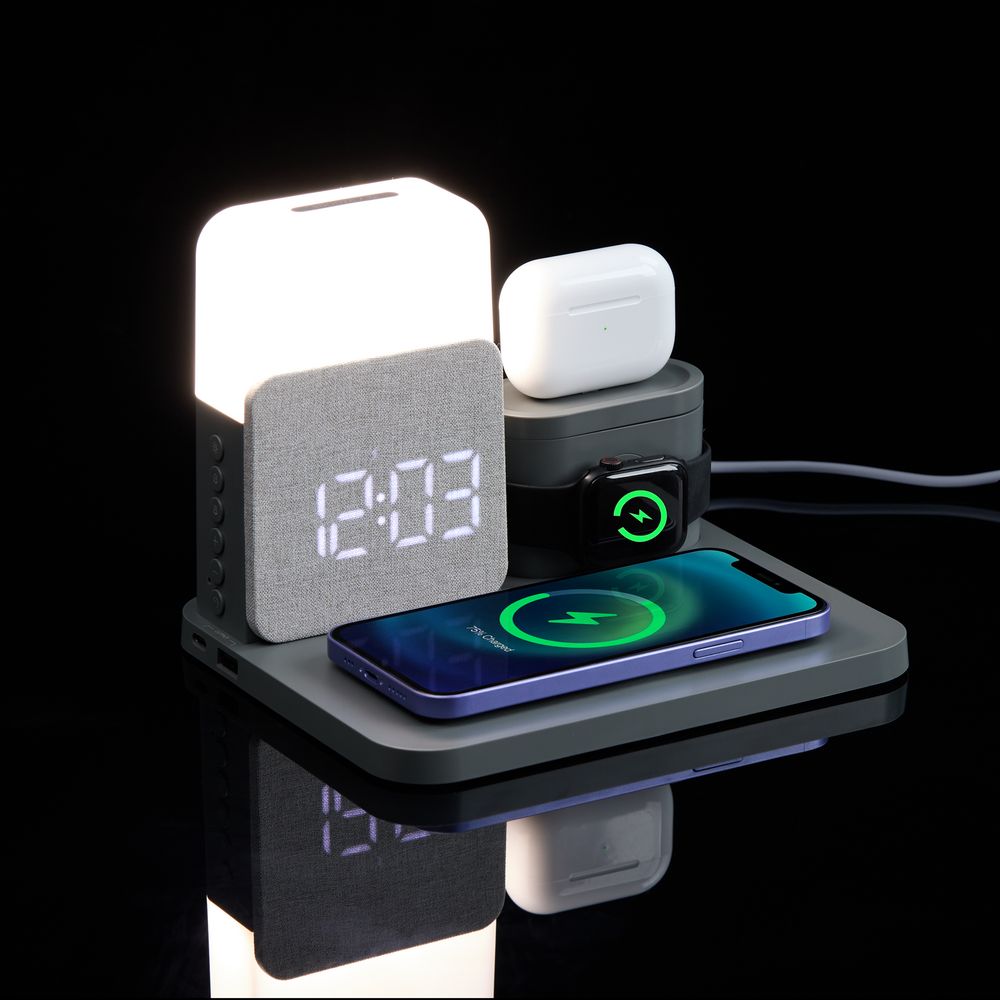 Зарядная станция с часами и подсветкой Large Charge ver.2, серая / Миниатюра WWW (1000)