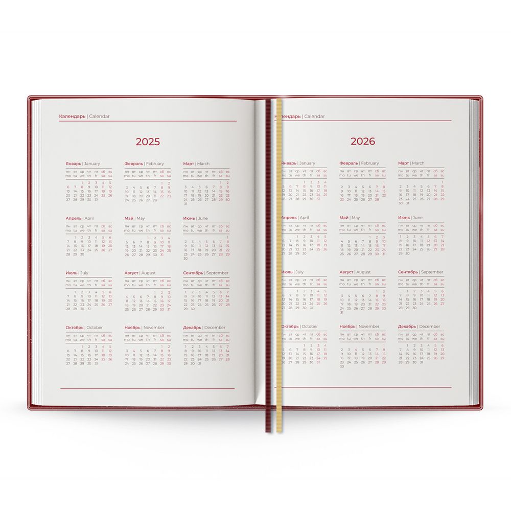 Ежедневник Ronda, датированный, бордовый / Миниатюра WWW (1000)