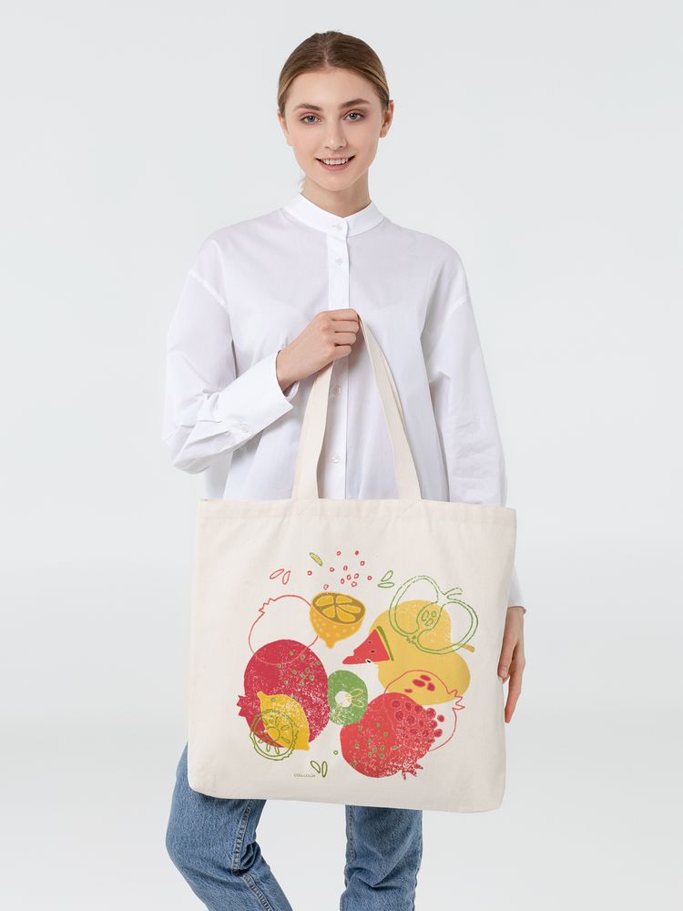 Холщовая сумка «Фрукты», неокрашенная / Миниатюра WWW (1000)