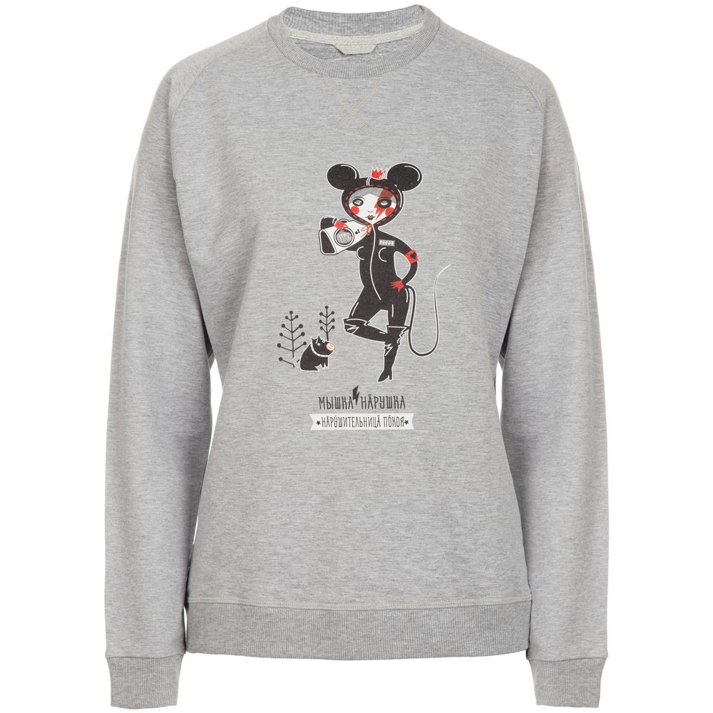 Свитшот женский «Нарушительница покоя», серый меланж / Миниатюра WWW (1000)