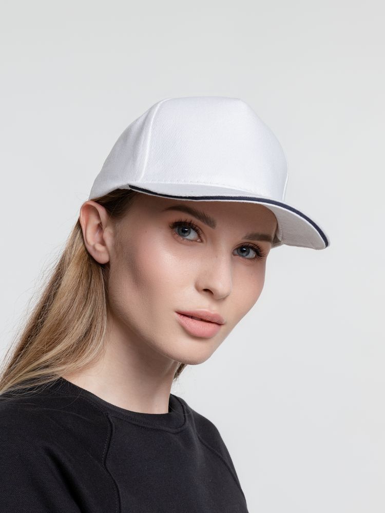 Бейсболка Classic, белая с темно-синим кантом / Миниатюра WWW (1000)