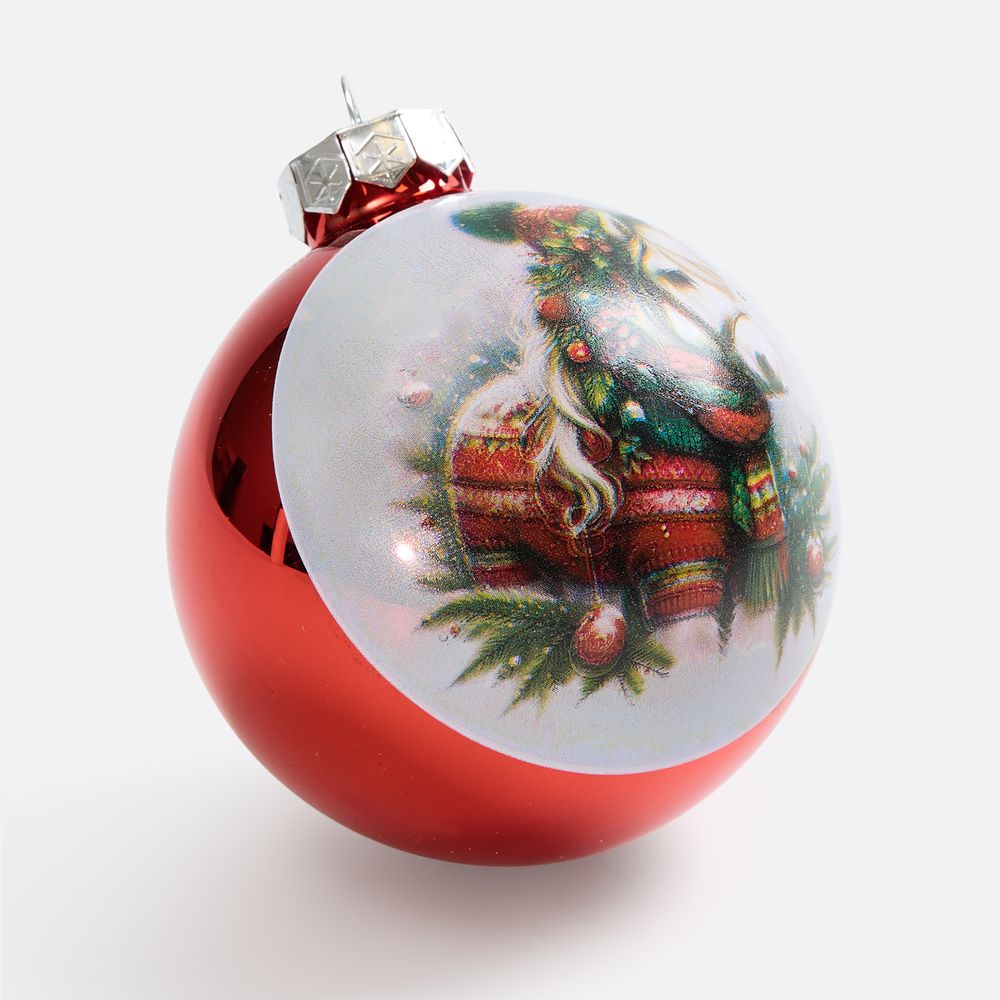 Елочный шар Finery Gloss, 10 см, глянцевый красный / Миниатюра WWW (1000)