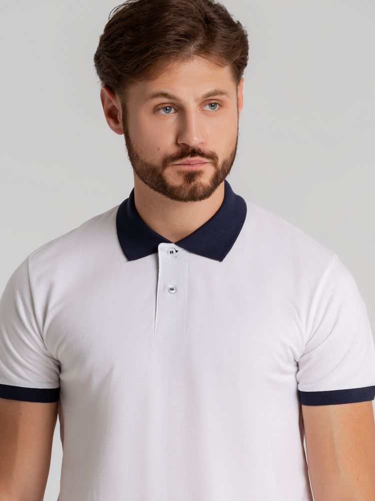 Рубашка поло Prince 190, белая с темно-синим / Миниатюра WWW (1000)