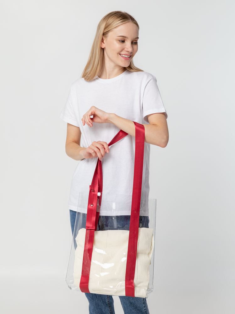 Шоппер Clear Fest, прозрачный с красными ручками / Миниатюра WWW (1000)