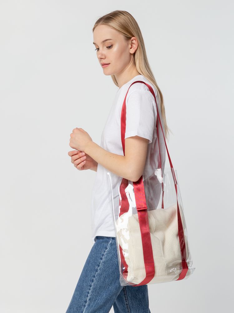 Шоппер Clear Fest, прозрачный с красными ручками / Миниатюра WWW (1000)