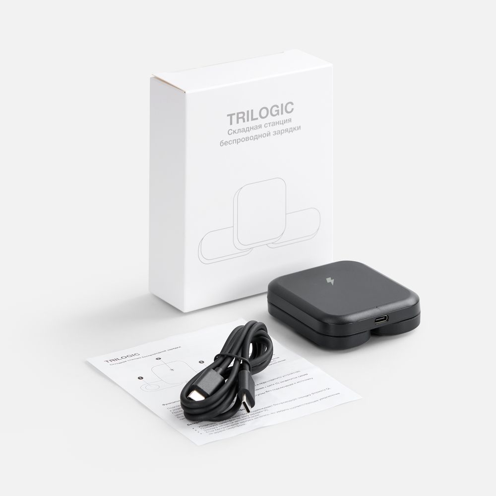 Складная станция беспроводной зарядки Trilogic, черная / Миниатюра WWW (1000)