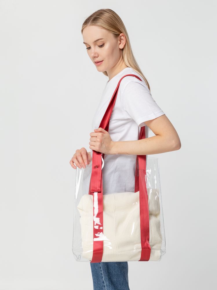 Шоппер Clear Fest, прозрачный с красными ручками / Миниатюра WWW (1000)