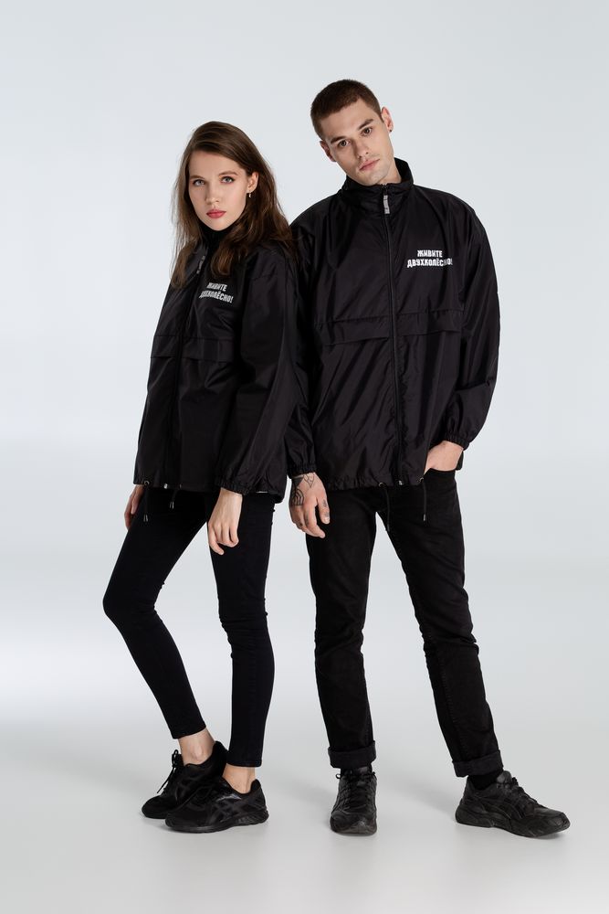 Ветровка «Живите двухколесно», ver. 2, черная / Миниатюра WWW (1000)