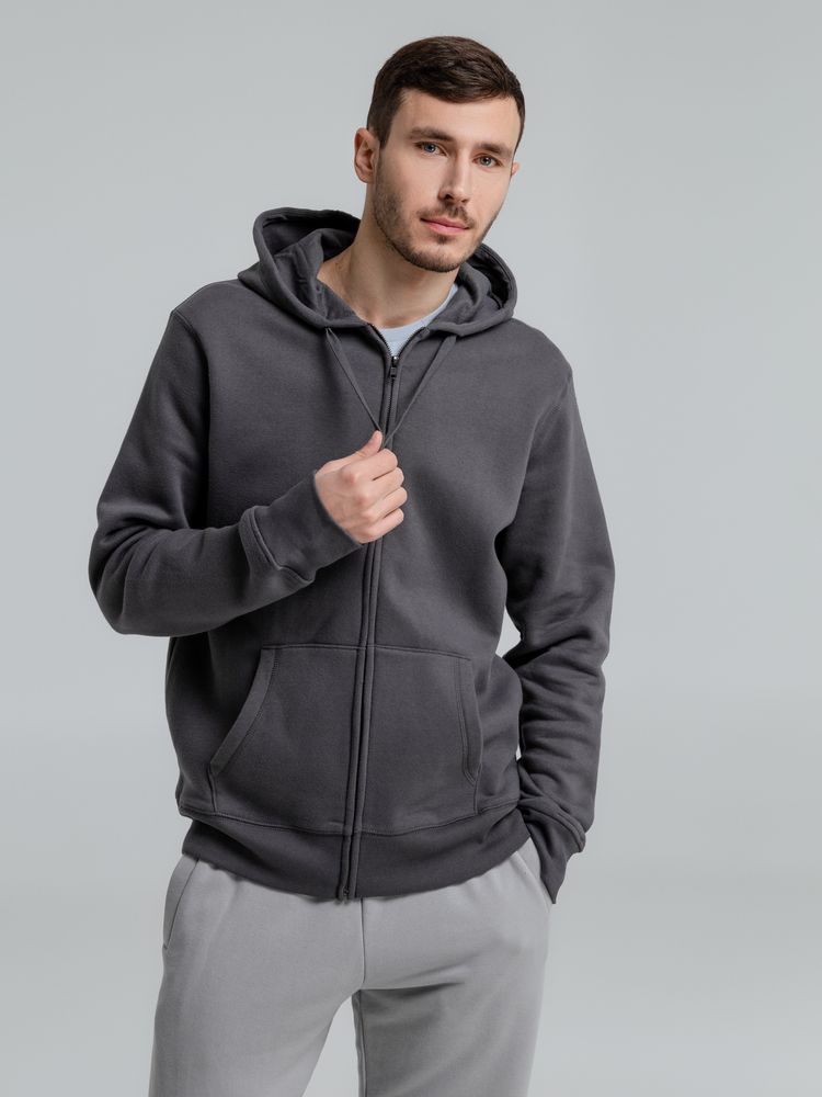 Толстовка с капюшоном на молнии унисекс King, темно-серая / Миниатюра WWW (1000)