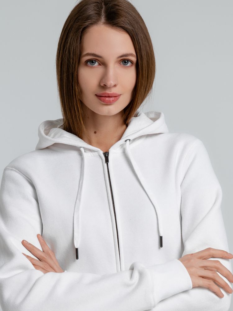 Толстовка с капюшоном на молнии унисекс King, белая / Миниатюра WWW (1000)