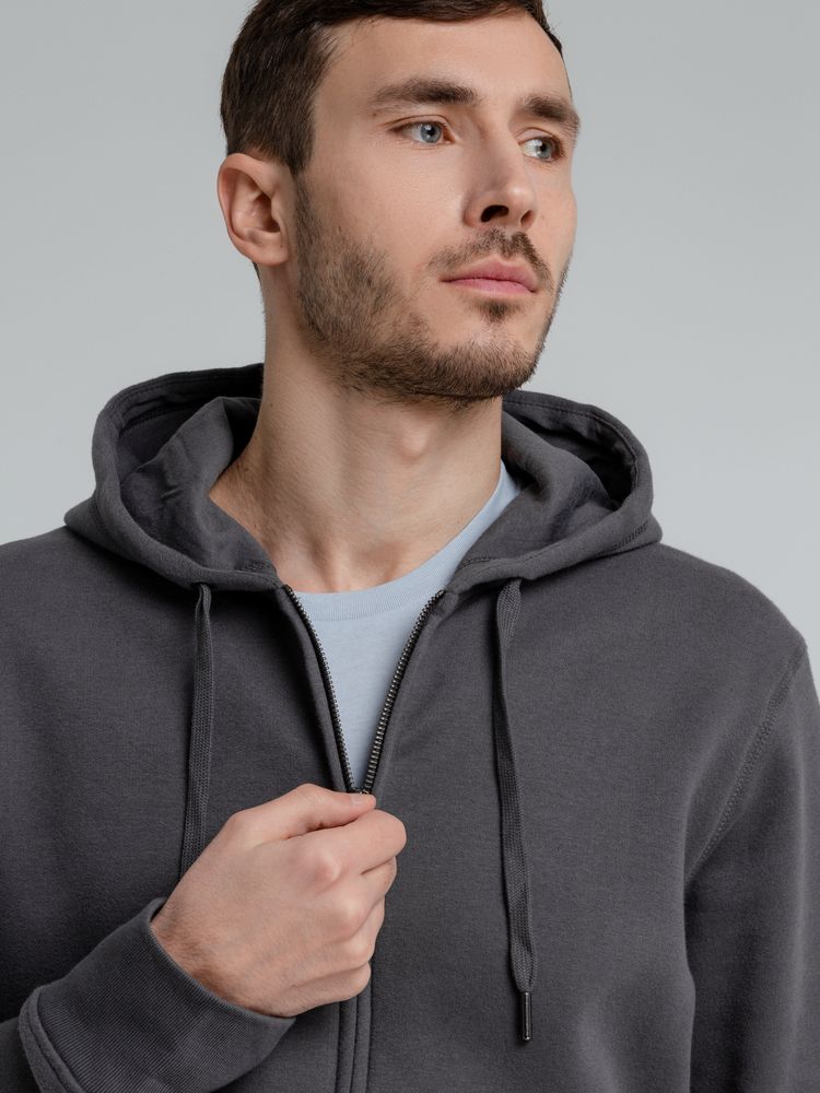 Толстовка с капюшоном на молнии унисекс King, темно-серая / Миниатюра WWW (1000)