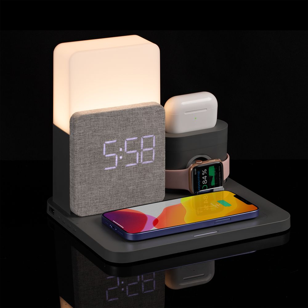 Зарядная станция с часами и подсветкой Large Charge, серая / Миниатюра WWW (1000)