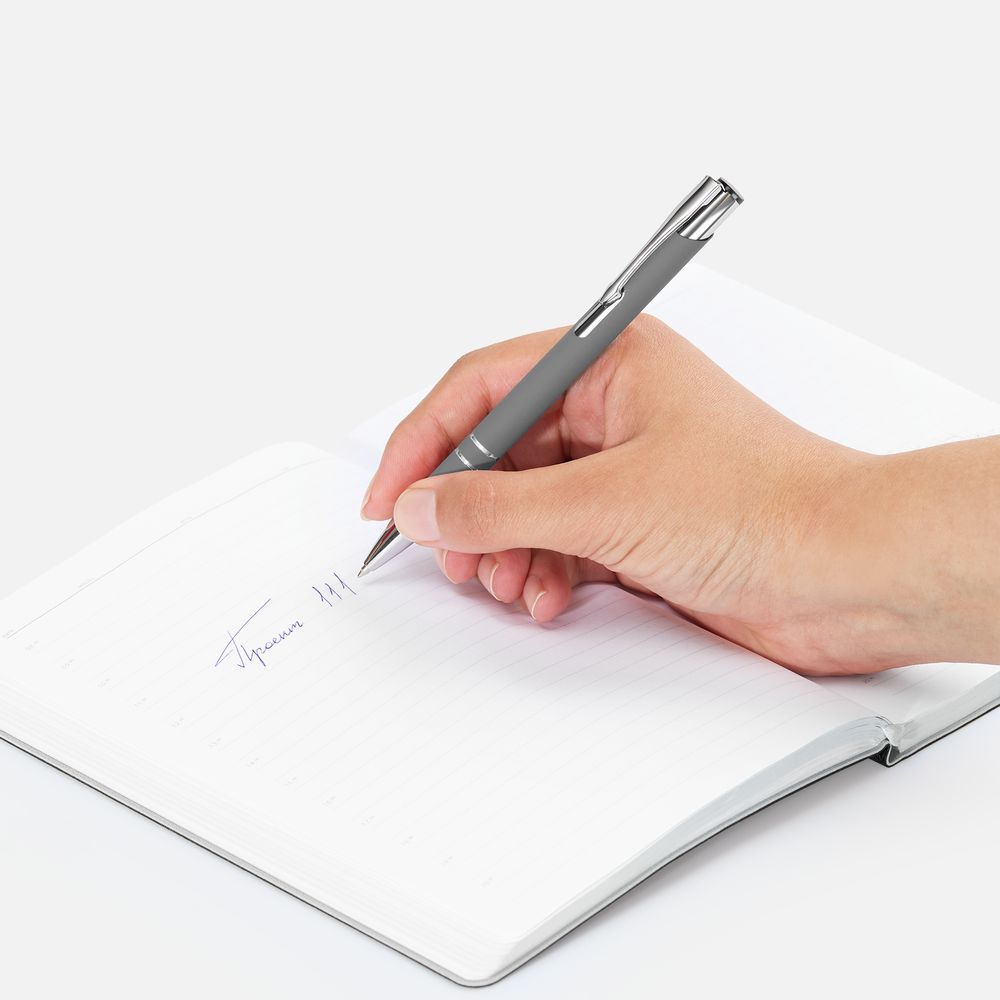 Ручка шариковая Keskus Soft Touch, серая / Миниатюра WWW (1000)