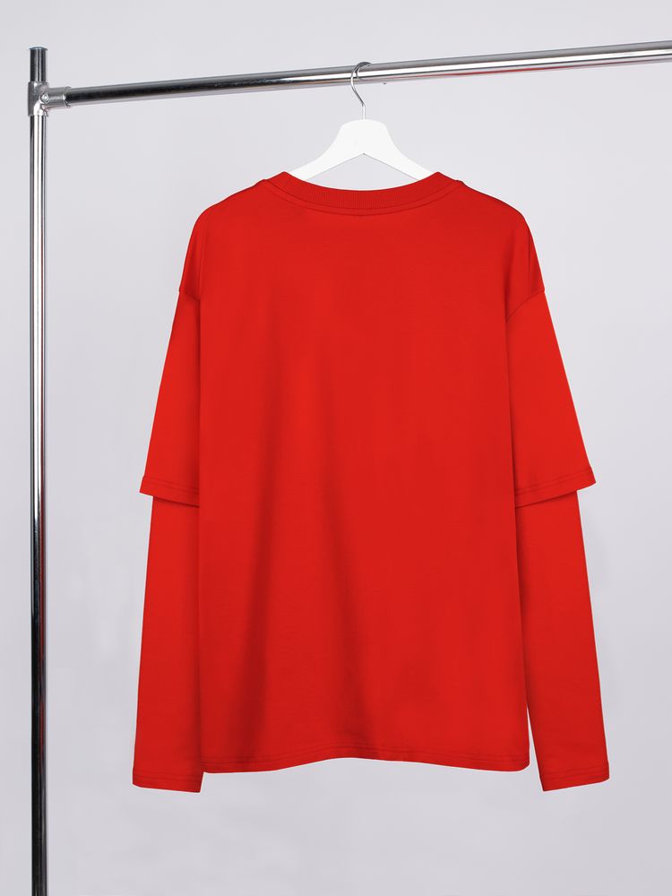 Футболка оверсайз с двойным рукавом Kosmos, красная / Миниатюра WWW (1000)