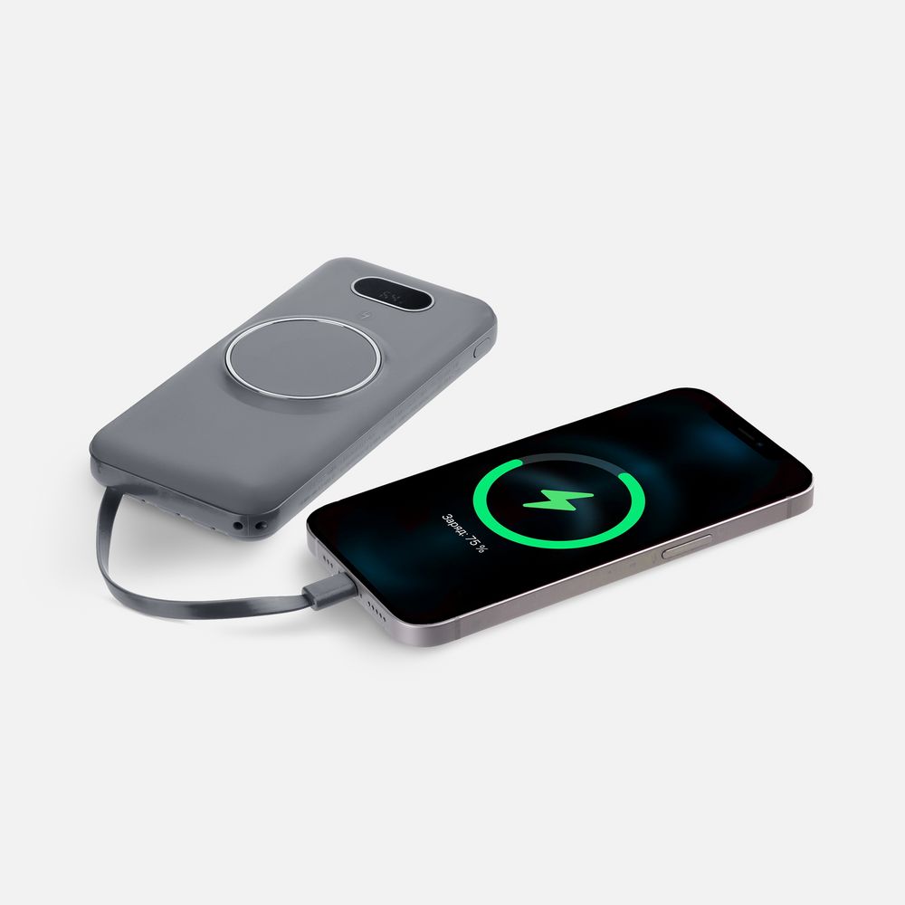 Аккумулятор Omni Qi 10000 мАч, ver.2, серый / Миниатюра WWW (1000)