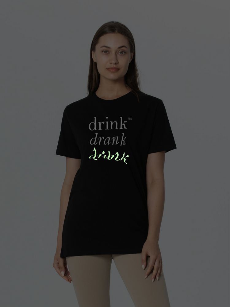 Футболка Drunk со светящимся принтом, черная / Миниатюра WWW (1000)