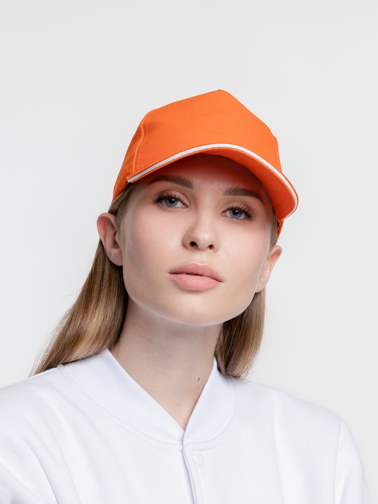 Бейсболка Classic, оранжевая с белым кантом / Миниатюра WWW (1000)