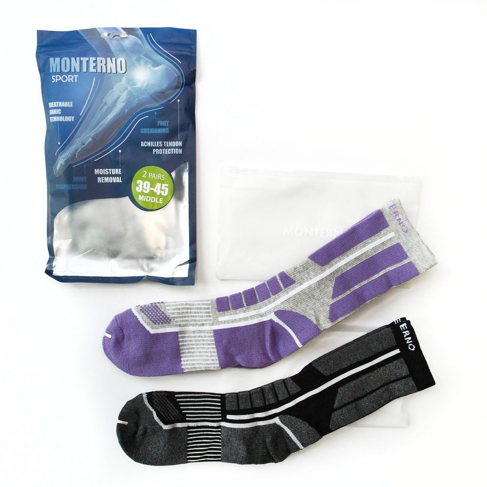 Набор из 2 пар мужских термоносков Monterno Sport, черный и фиолетовый / Миниатюра WWW (1000)