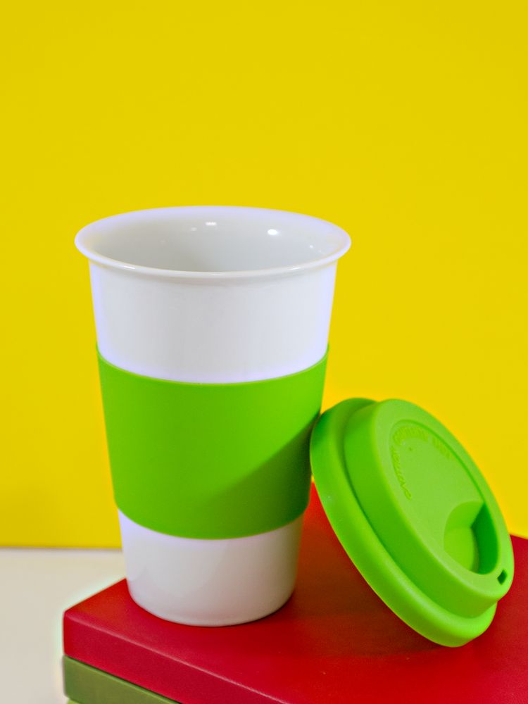 Стакан с крышкой FarFor, зеленое яблоко / Миниатюра WWW (1000)