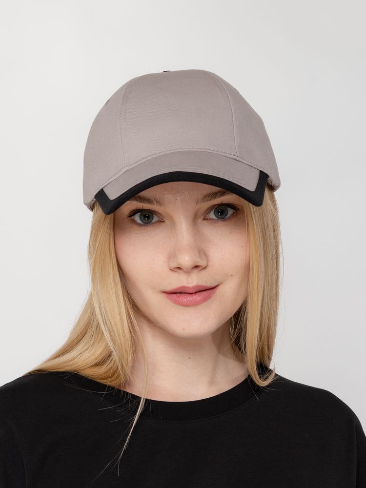 Бейсболка Honor, серая с черным кантом / Миниатюра WWW (1000)