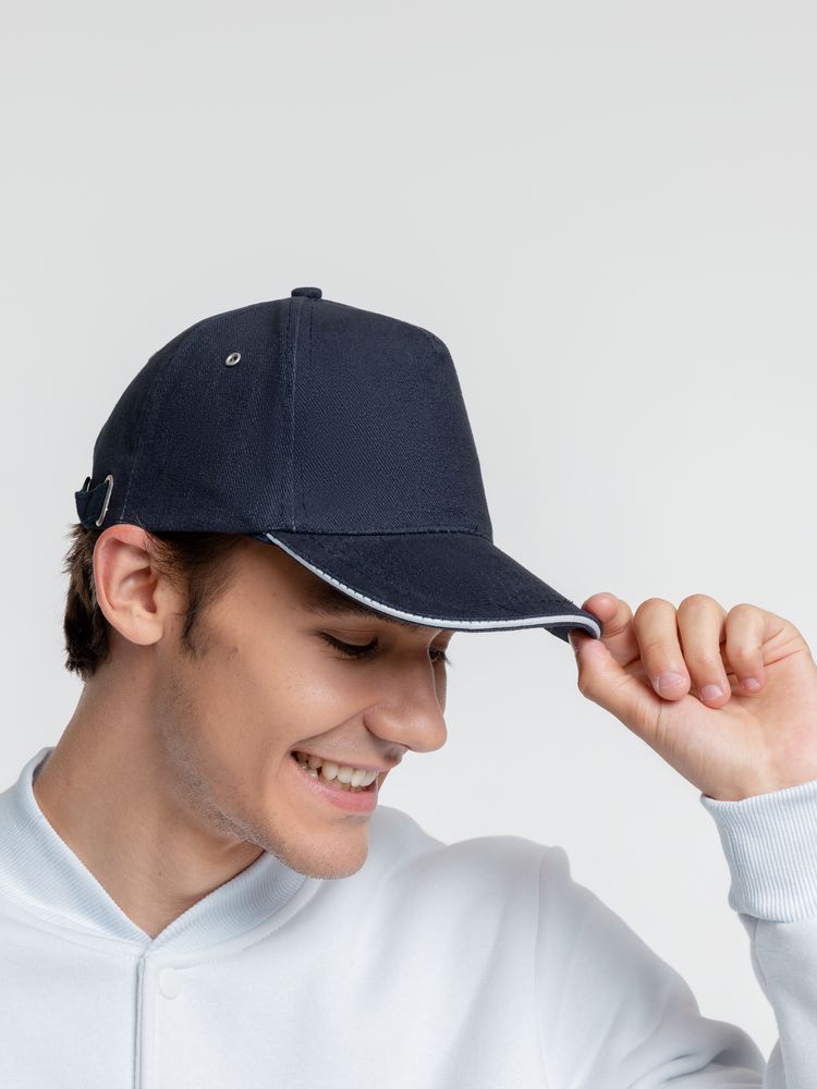 Бейсболка Classic, темно-синяя с белым кантом / Миниатюра WWW (1000)