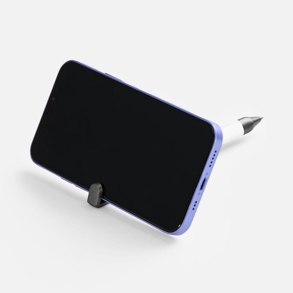 Ручка шариковая Standic с подставкой для телефона, белая / Миниатюра WWW (1000)