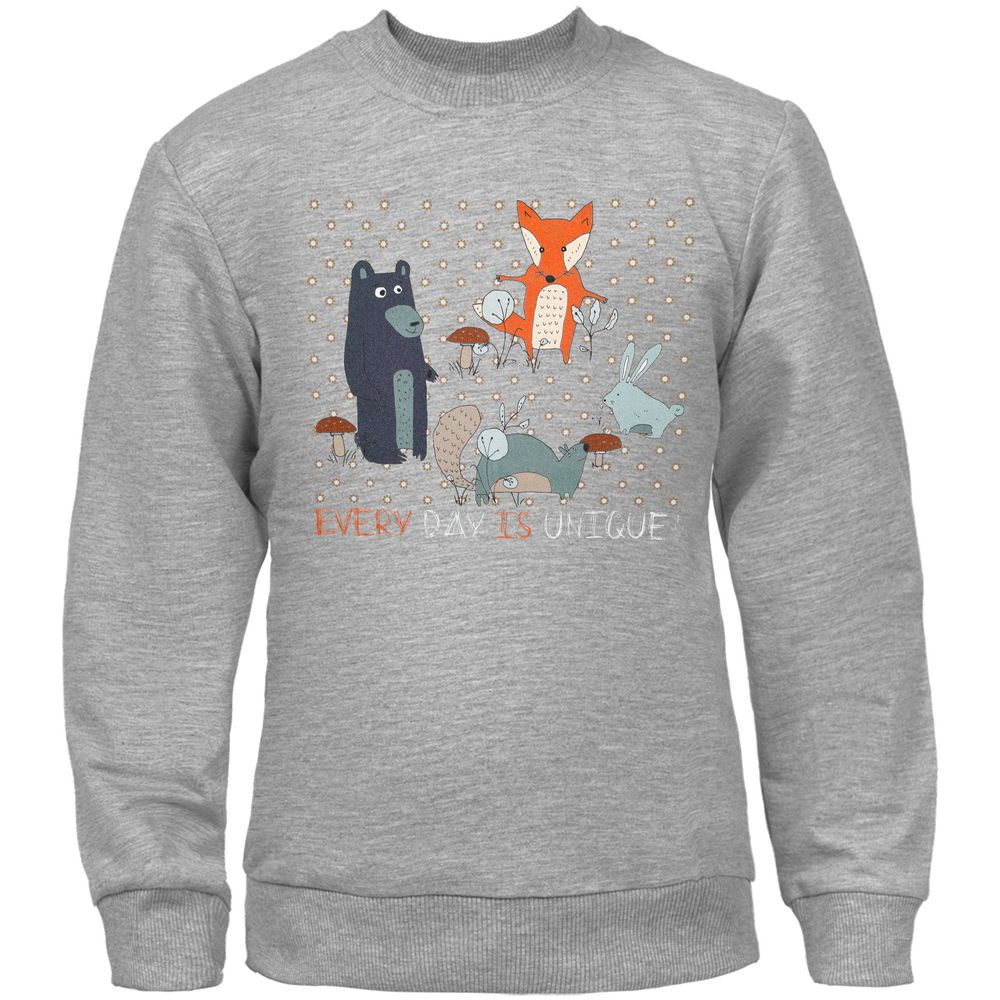 Свитшот детский Every Day is Unique, серый меланж / Миниатюра WWW (1000)
