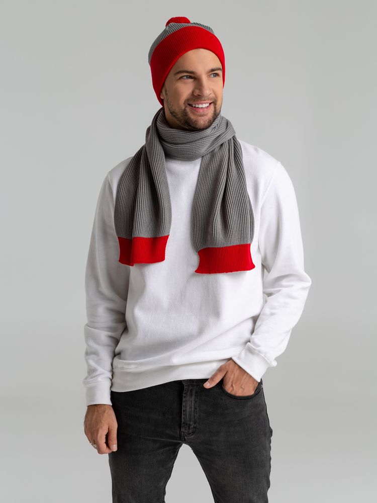 Шарф Snappy, светло-серый с красным / Миниатюра WWW (1000)