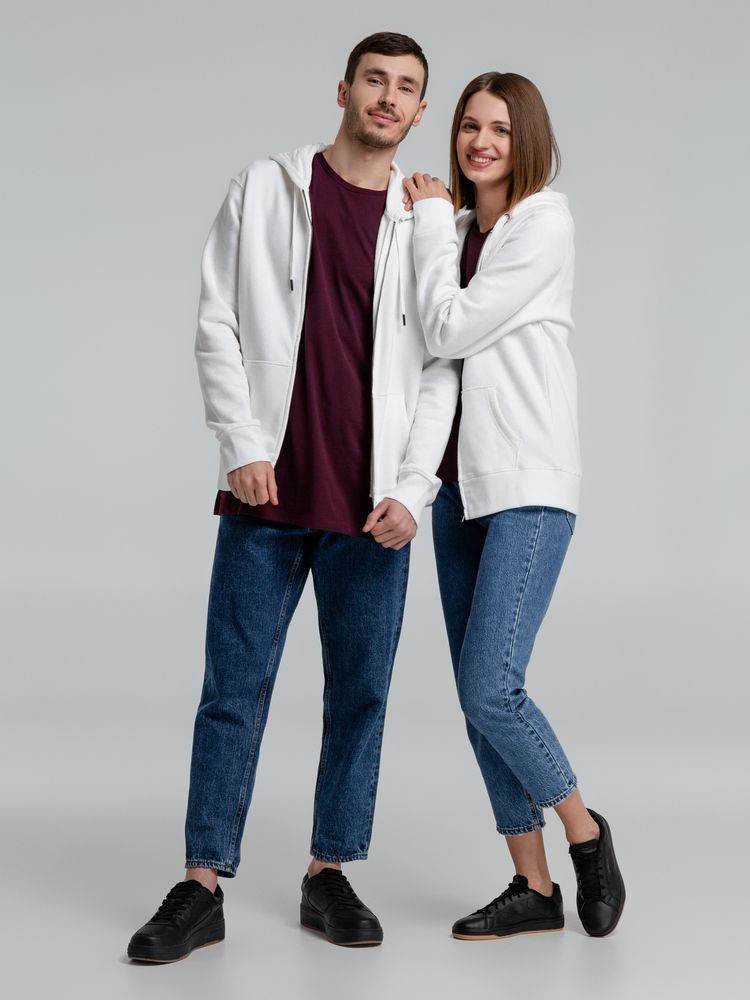 Толстовка с капюшоном на молнии унисекс King, белая / Миниатюра WWW (1000)