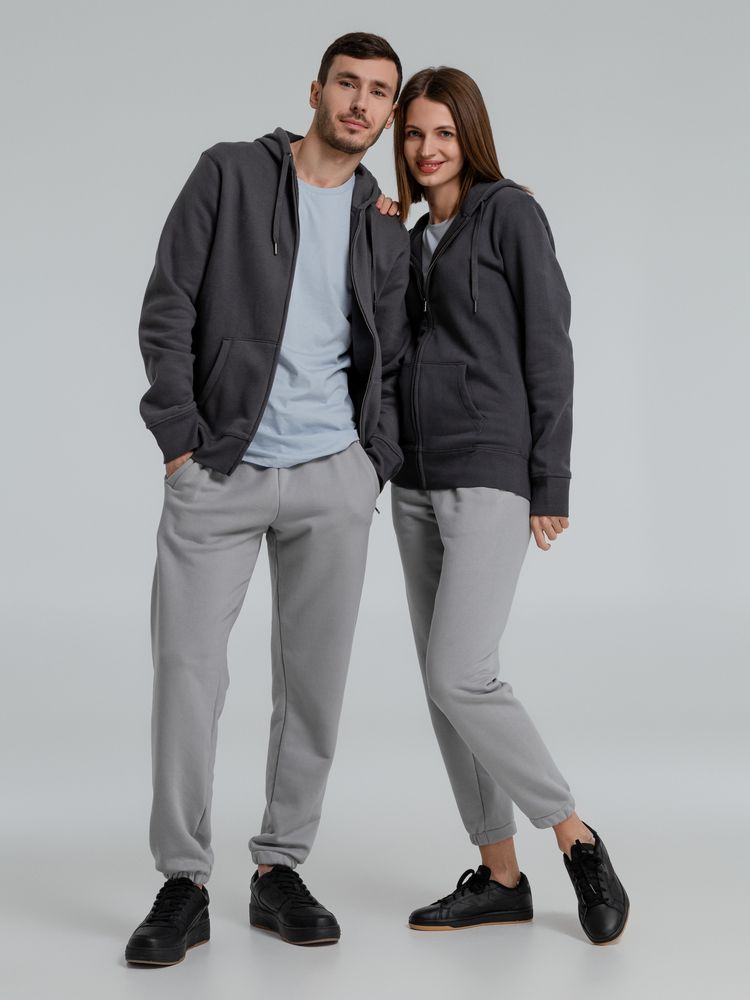 Толстовка с капюшоном на молнии унисекс King, темно-серая / Миниатюра WWW (1000)