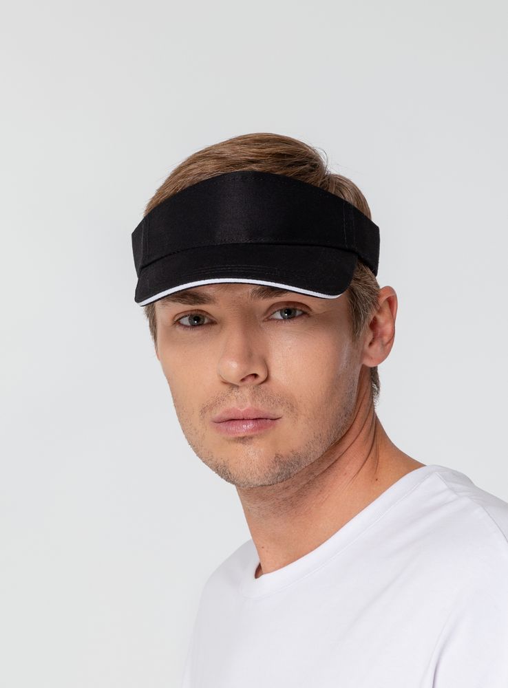 Козырек Active, черный с белым кантом / Миниатюра WWW (1000)