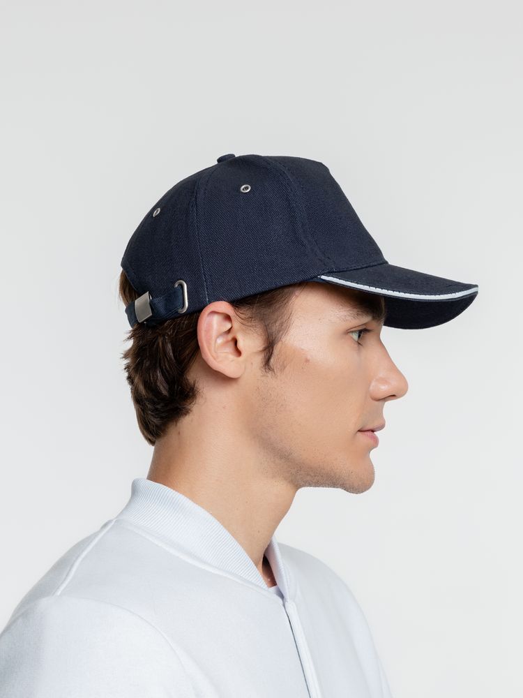 Бейсболка Classic, темно-синяя с белым кантом / Миниатюра WWW (1000)