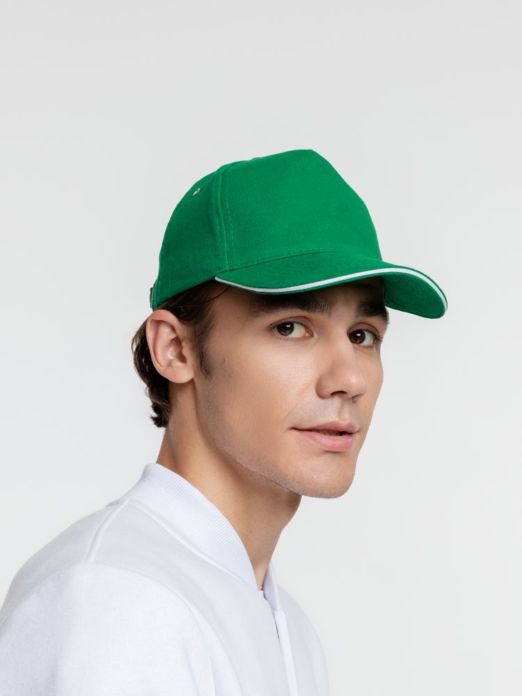 Бейсболка Classic, ярко-зеленая с белым кантом / Миниатюра WWW (1000)